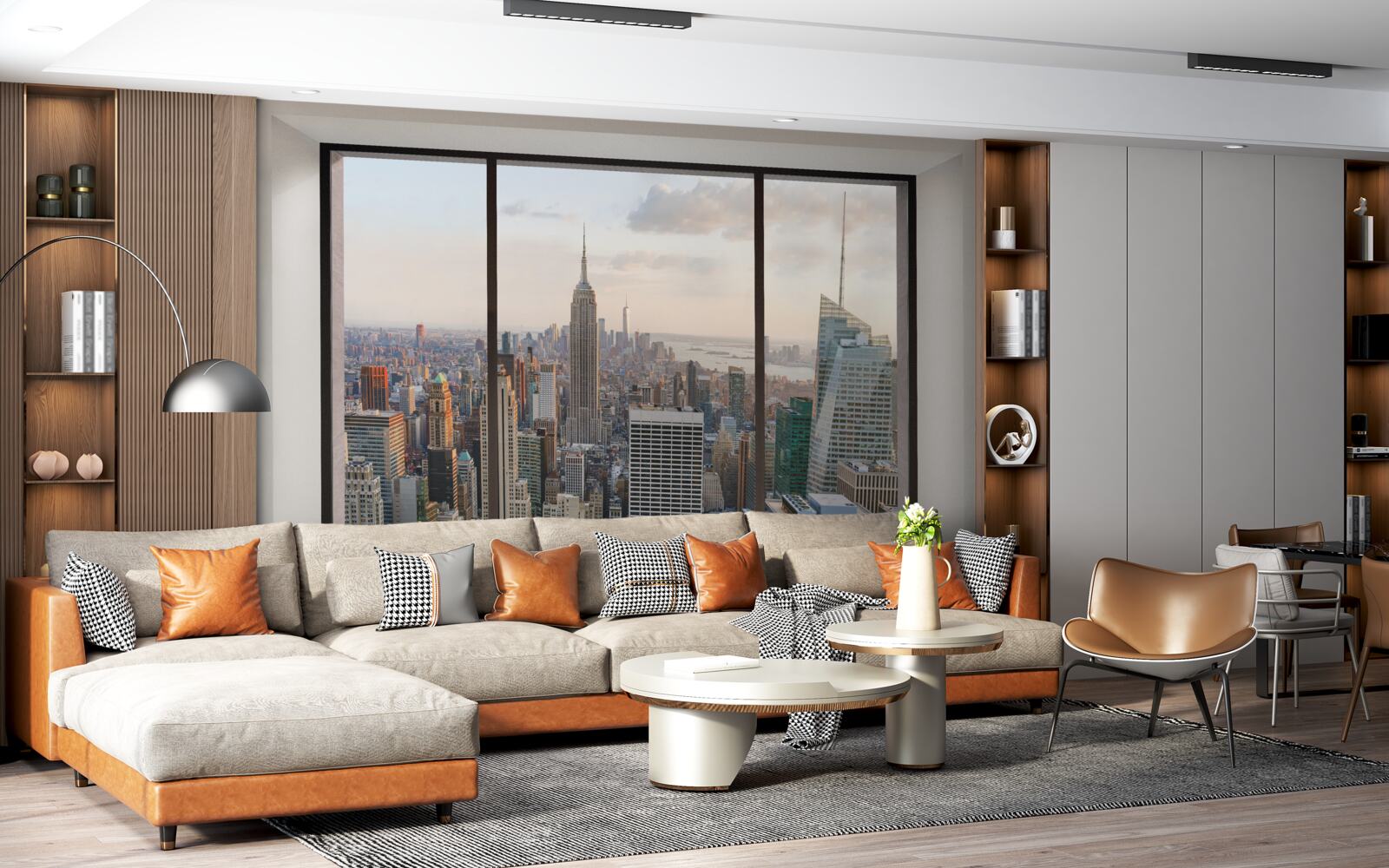 Fototapeten Panorama des Zentrums von New York vom Fenster