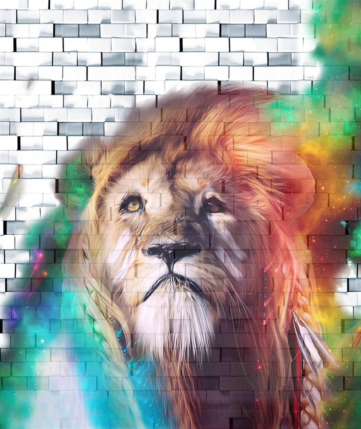 Fototapeten Der König des Tieres wurde als Abstraktion auf einem weißen Hintergrund dargestellt