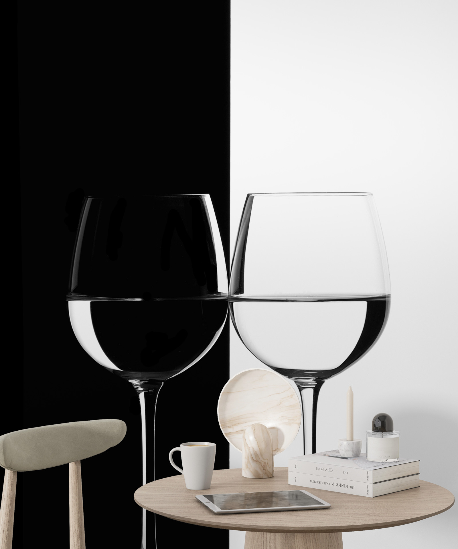 Fototapeten Brille auf einem hellen und dunklen Hintergrund