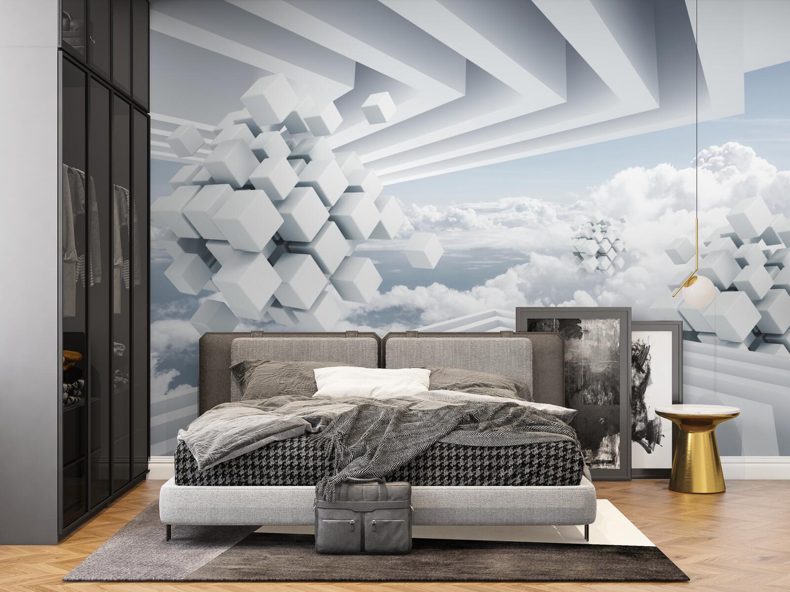 Fototapeten Geometrische Interpretation des blauen Himmels und schönen weißen Wolken