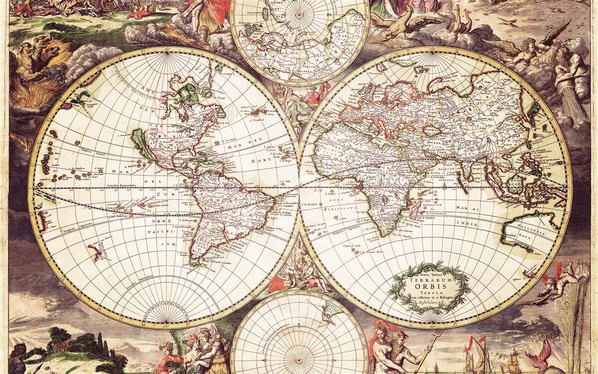 Fototapeten Die historische Zeit wird nach dem Bild der Welt beleuchtet