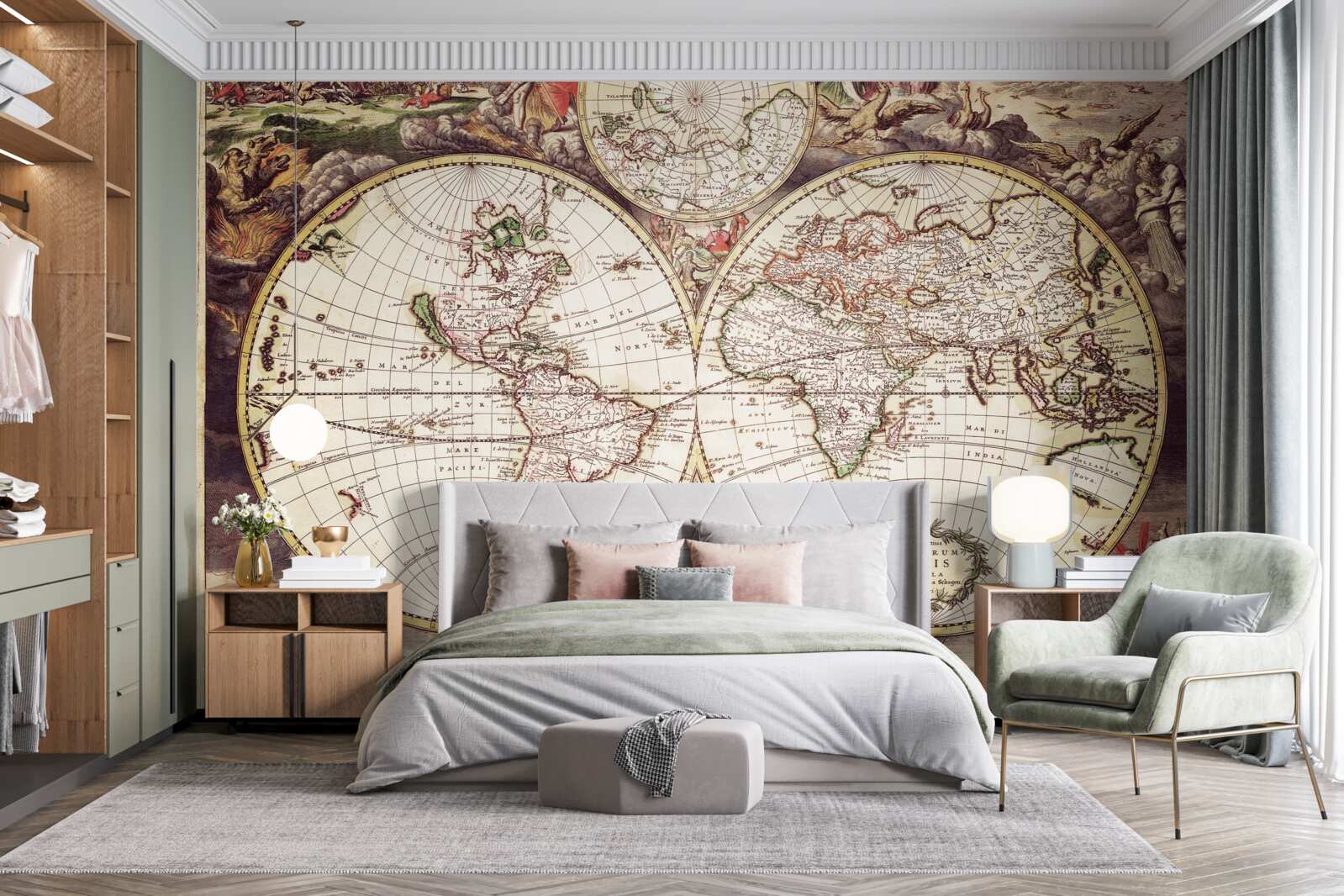 Fototapeten Die historische Zeit wird nach dem Bild der Welt beleuchtet