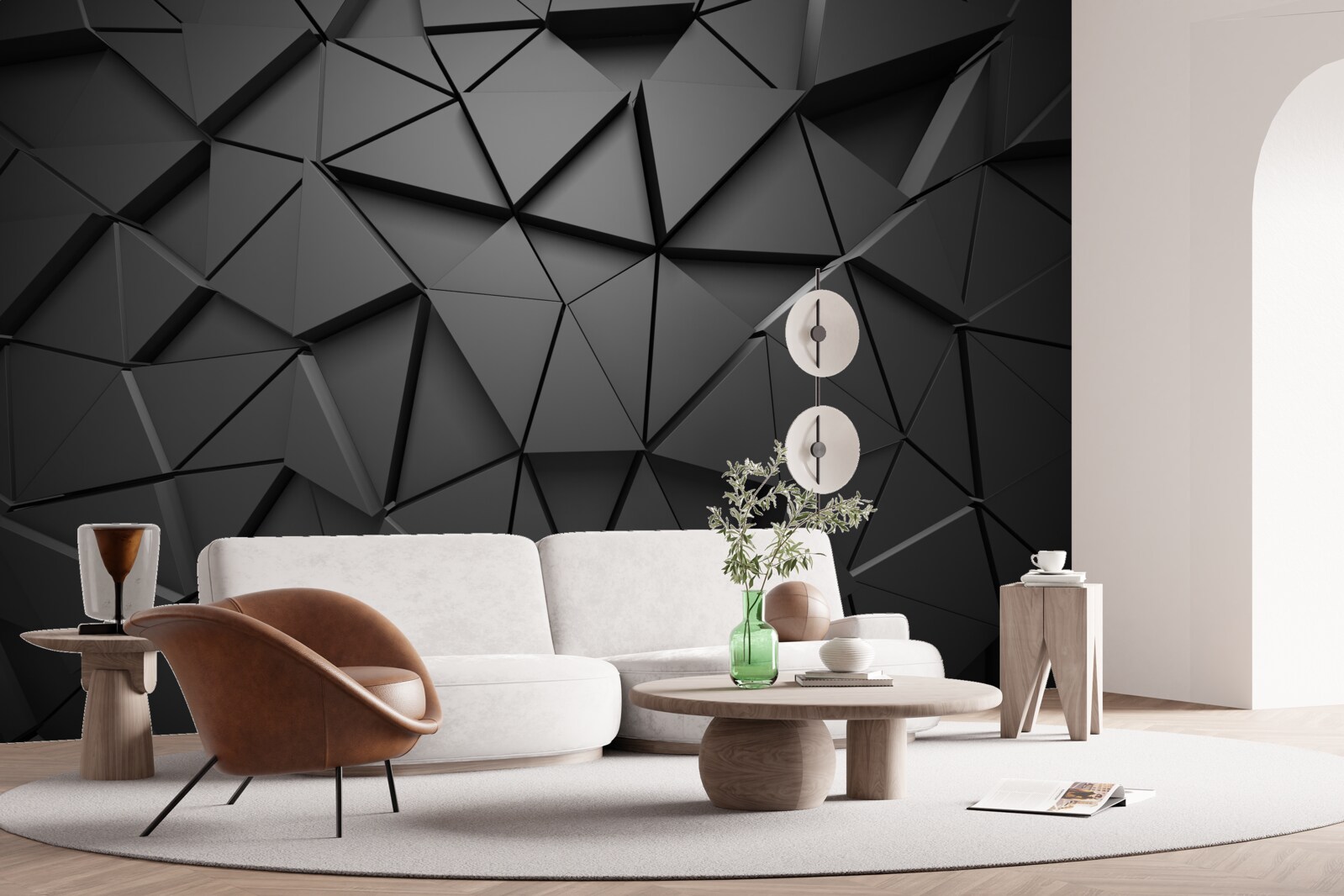 Fototapeten 3D -dreieckige Formen in Grau