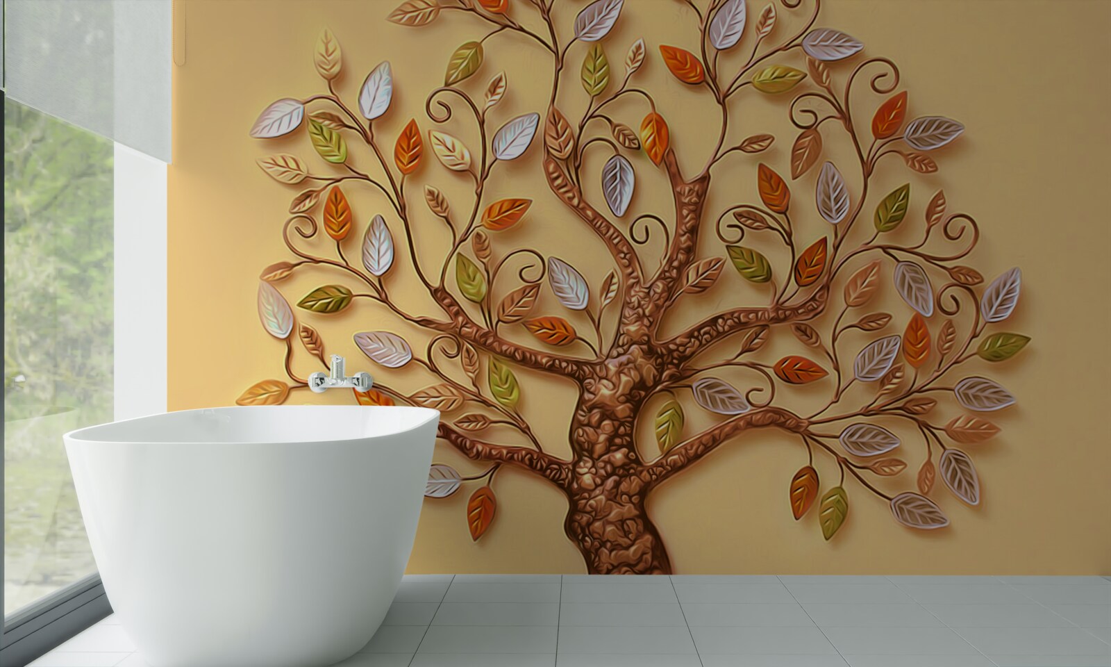Fototapeten Der Baum ist in der Herbstabstraktion der Blätter gekleidet