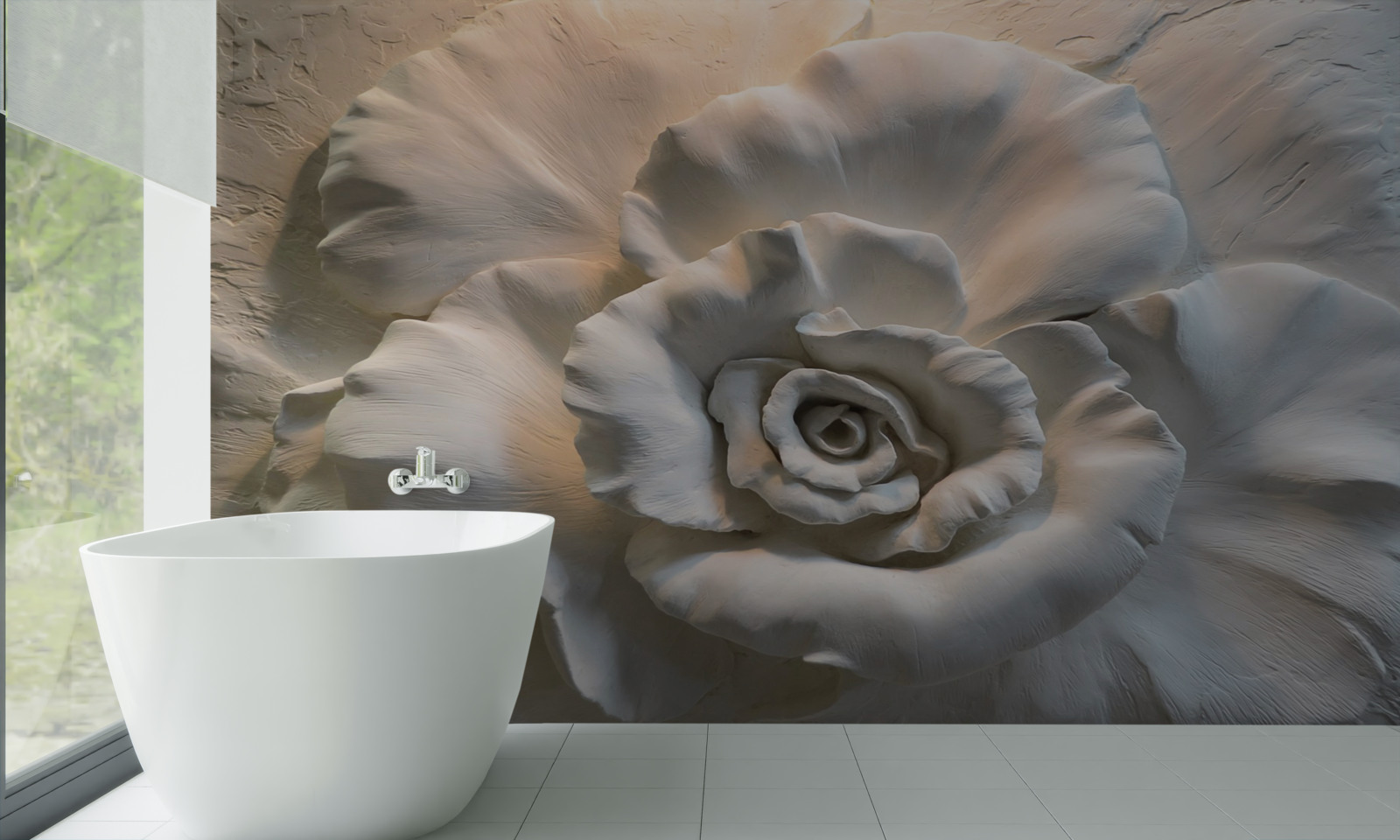 Fototapeten Ein enger Schuss einer riesigen weißen Rose