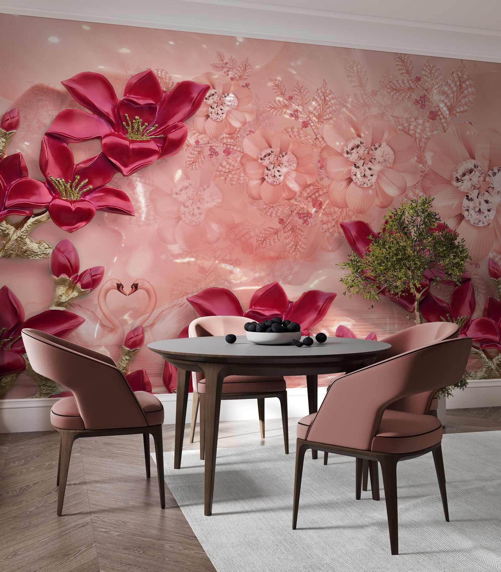 Fototapeten Farben sind rot auf rosa Seide