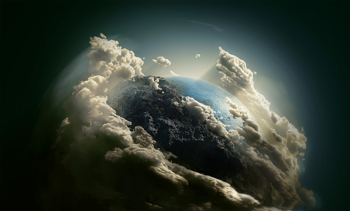 Fototapeten Der Boden bricht durch die Wolkendecke
