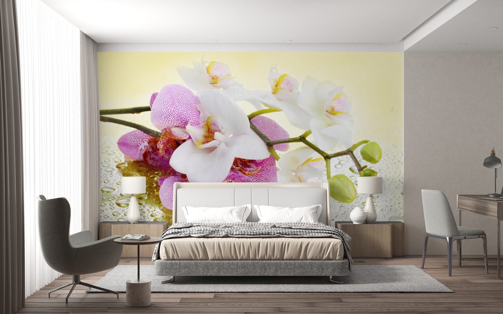 Fototapeten Trost auf Zweige von entzückenden Orchideen