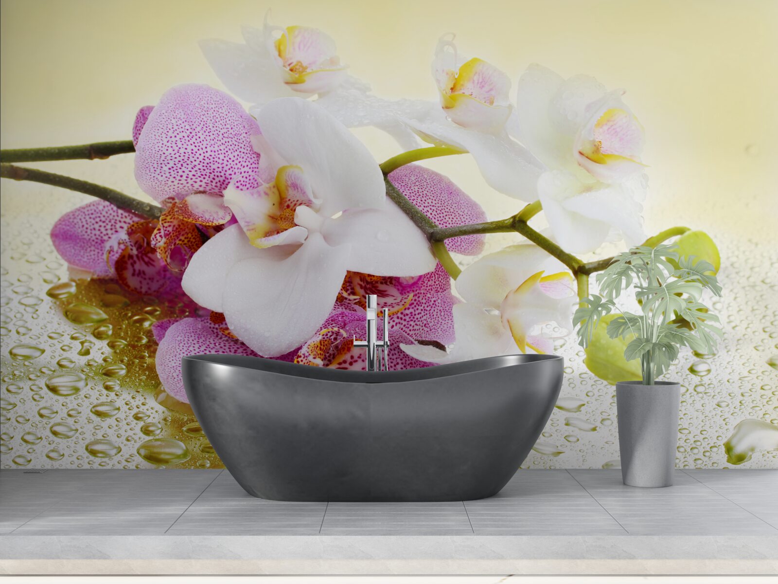 Fototapeten Trost auf Zweige von entzückenden Orchideen