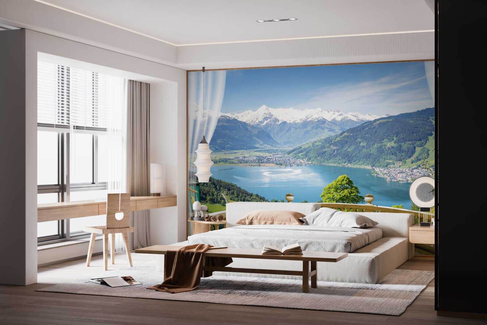 Fototapeten Ein bequemer Balkon mit einem wunderschönen Panorama