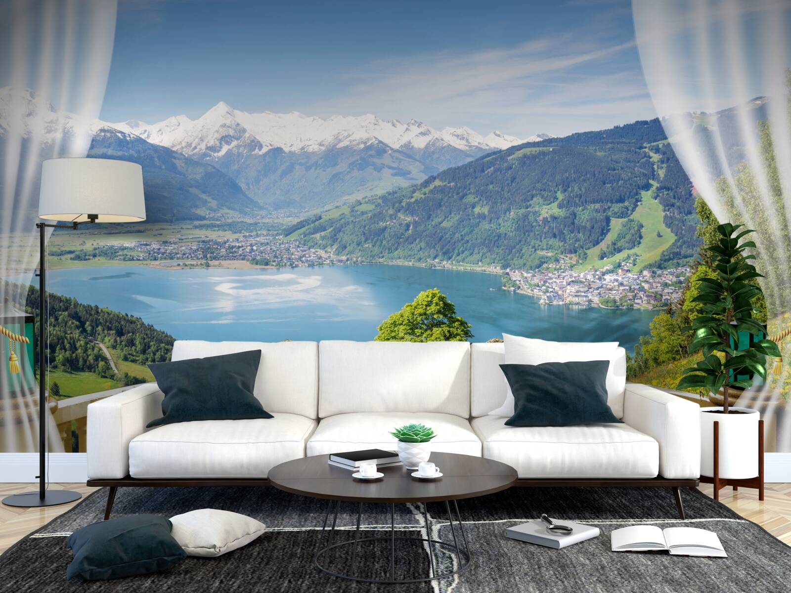 Fototapeten Ein bequemer Balkon mit einem wunderschönen Panorama