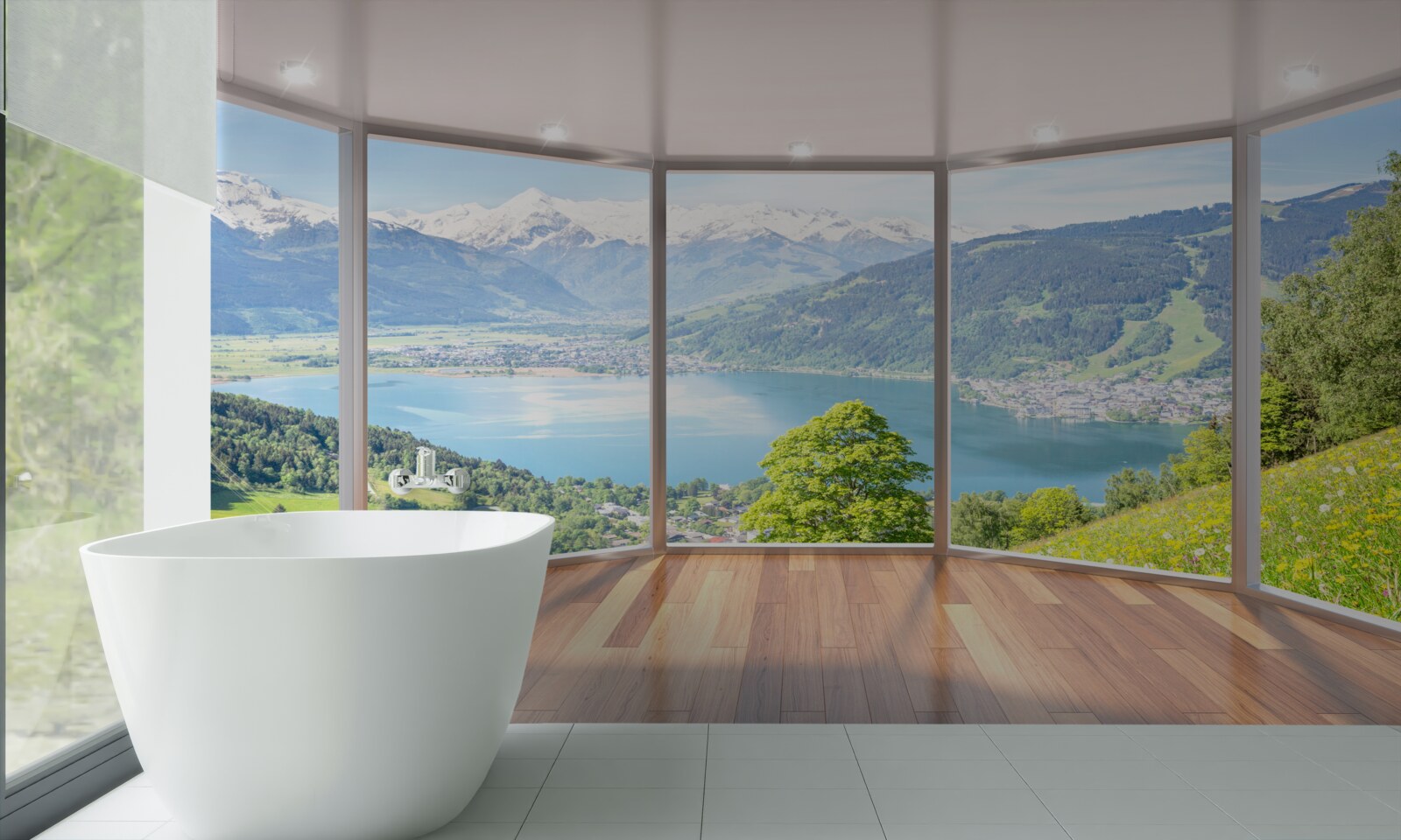 Fototapeten Blick auf die Berge von der Terrasse