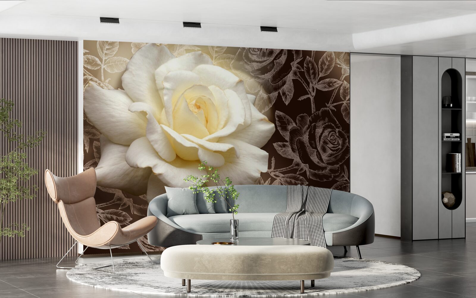 Fototapeten Große weiße Rose