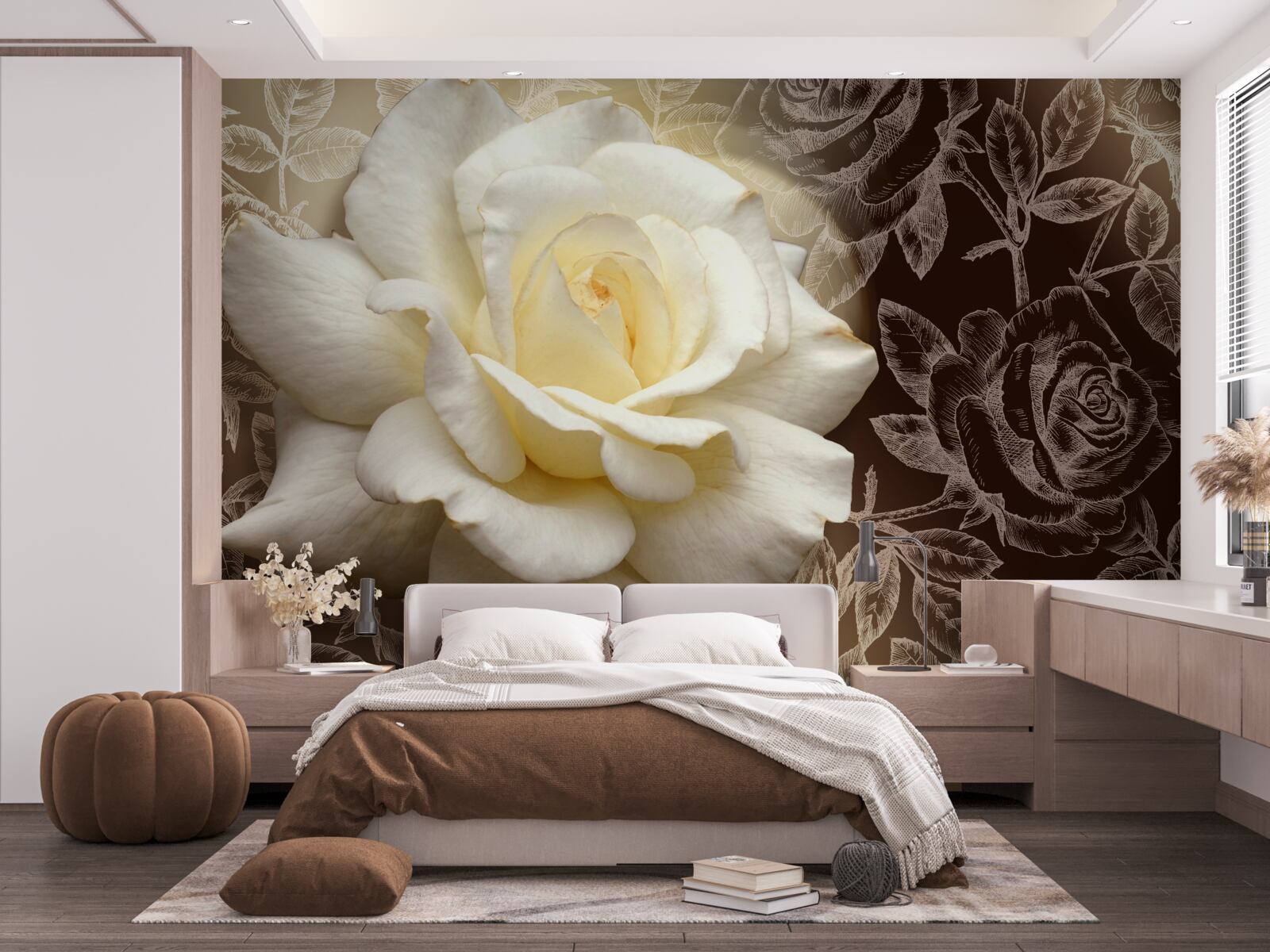 Fototapeten Große weiße Rose