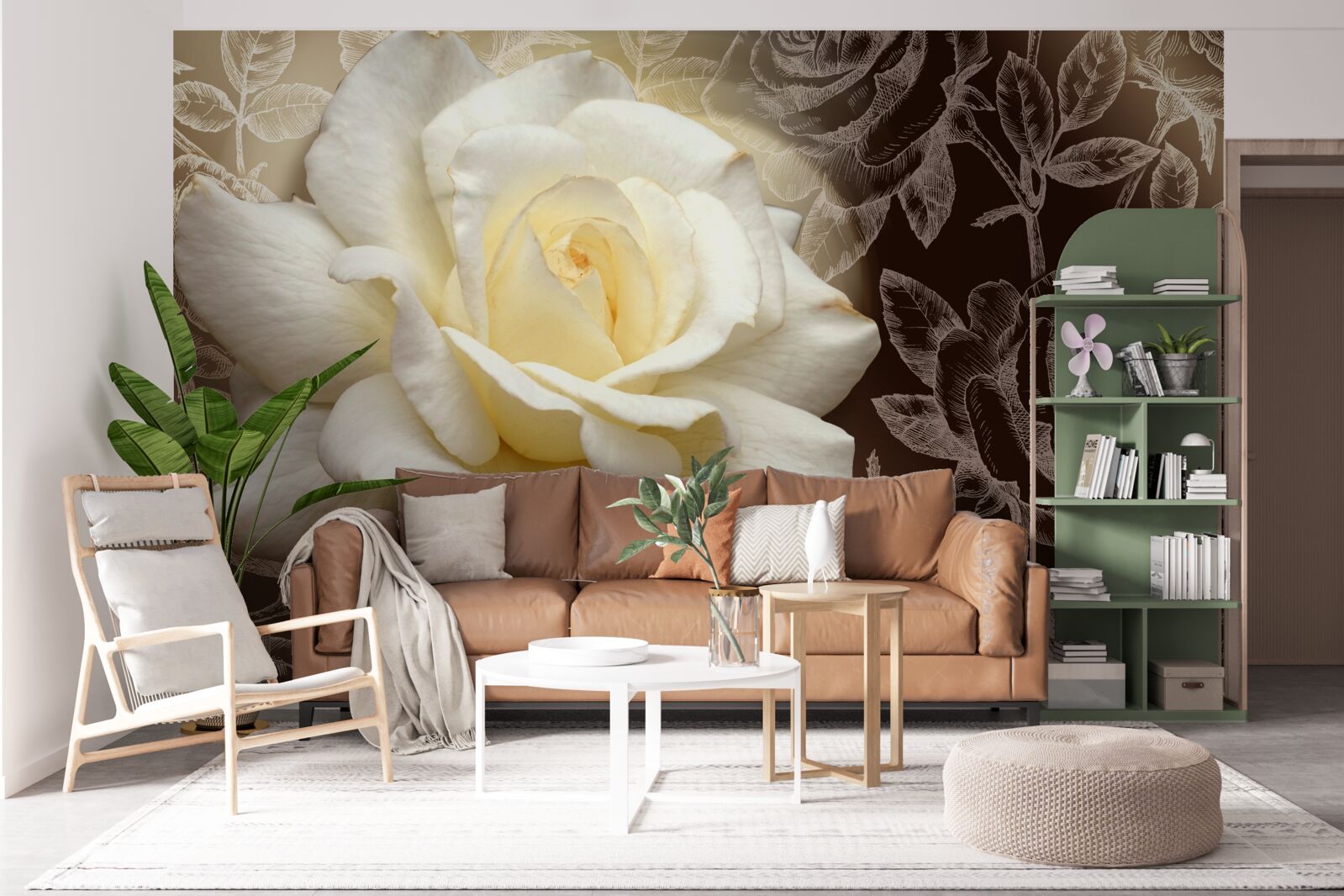 Fototapeten Große weiße Rose