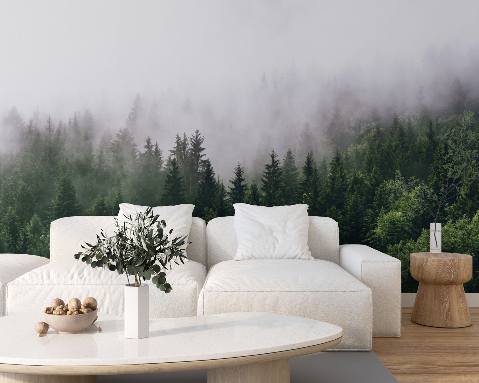 Fototapeten Der Bergwald ist Nebel