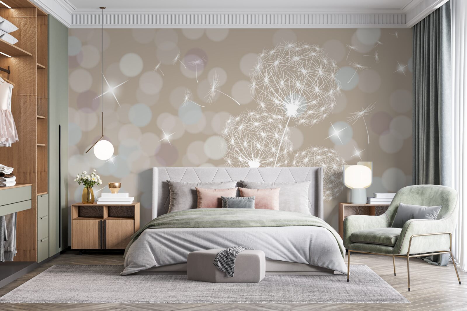 Fototapeten Löwenzahnblüten, Licht wie eine Feder