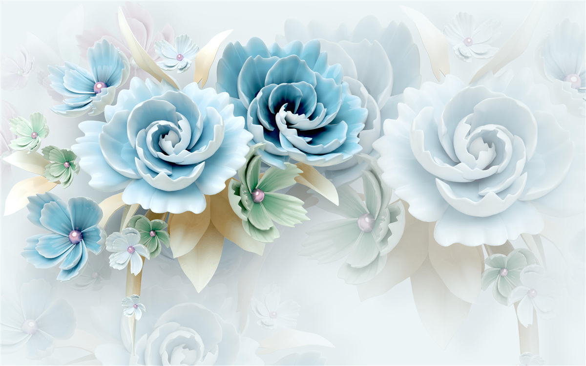 Fototapeten Schöne Rosen mit einem zarten blauen Farbton