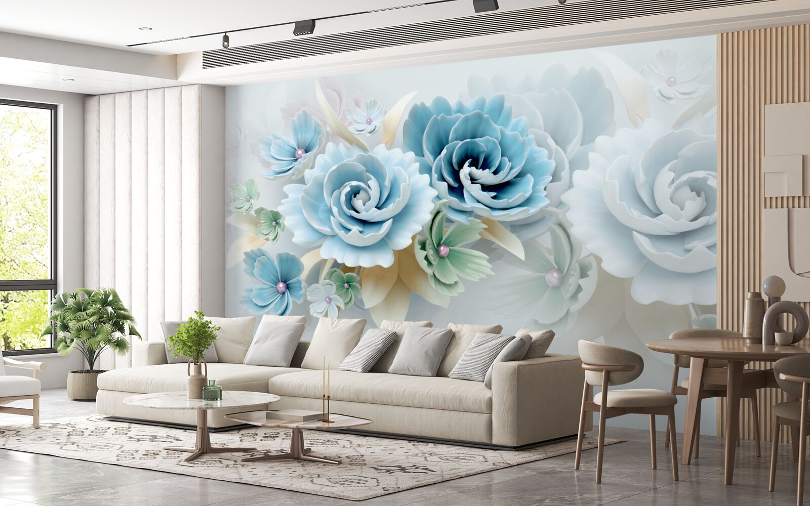 Fototapeten Schöne Rosen mit einem zarten blauen Farbton