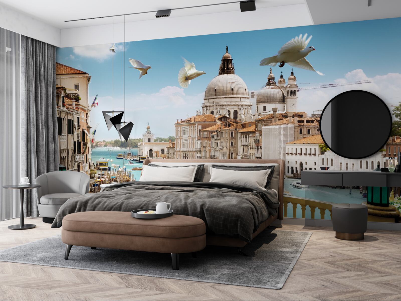 Fototapeten Veranda mit einem Panorama Venedigs