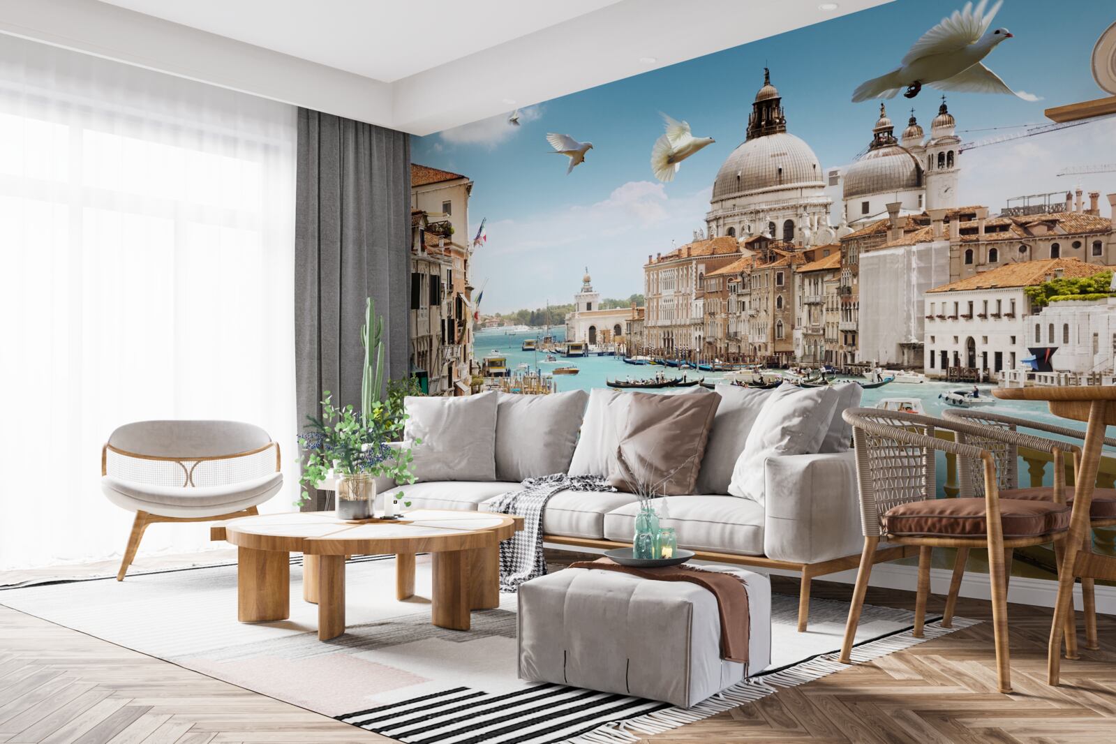 Fototapeten Veranda mit einem Panorama Venedigs