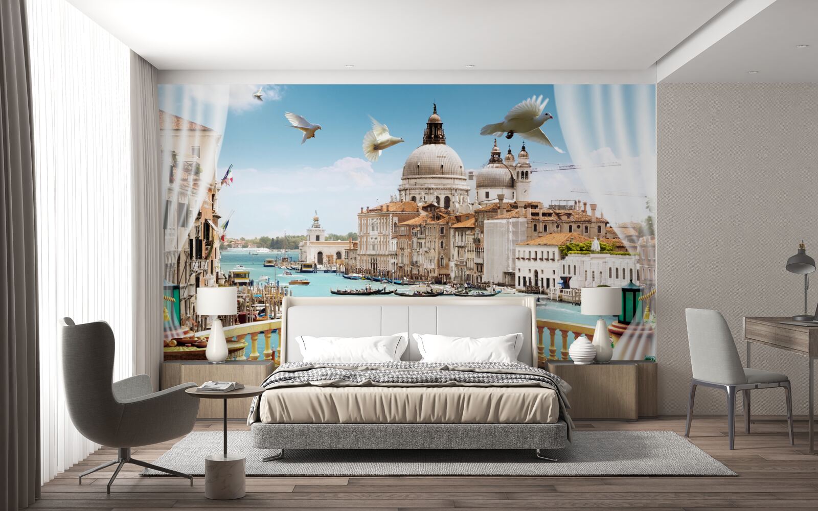Fototapeten Die Aussicht vom Balkon bietet ein wundervolles Panorama von Venedig