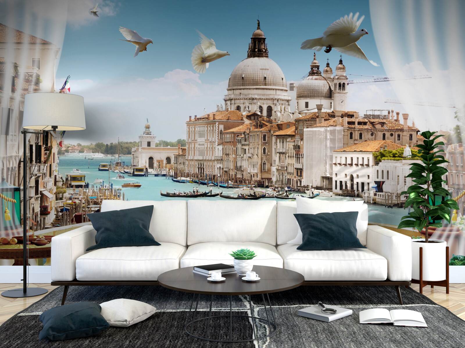Fototapeten Die Aussicht vom Balkon bietet ein wundervolles Panorama von Venedig
