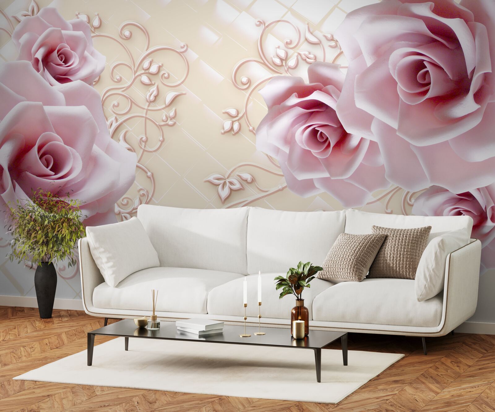 Fototapeten Pulver rosa Rosen