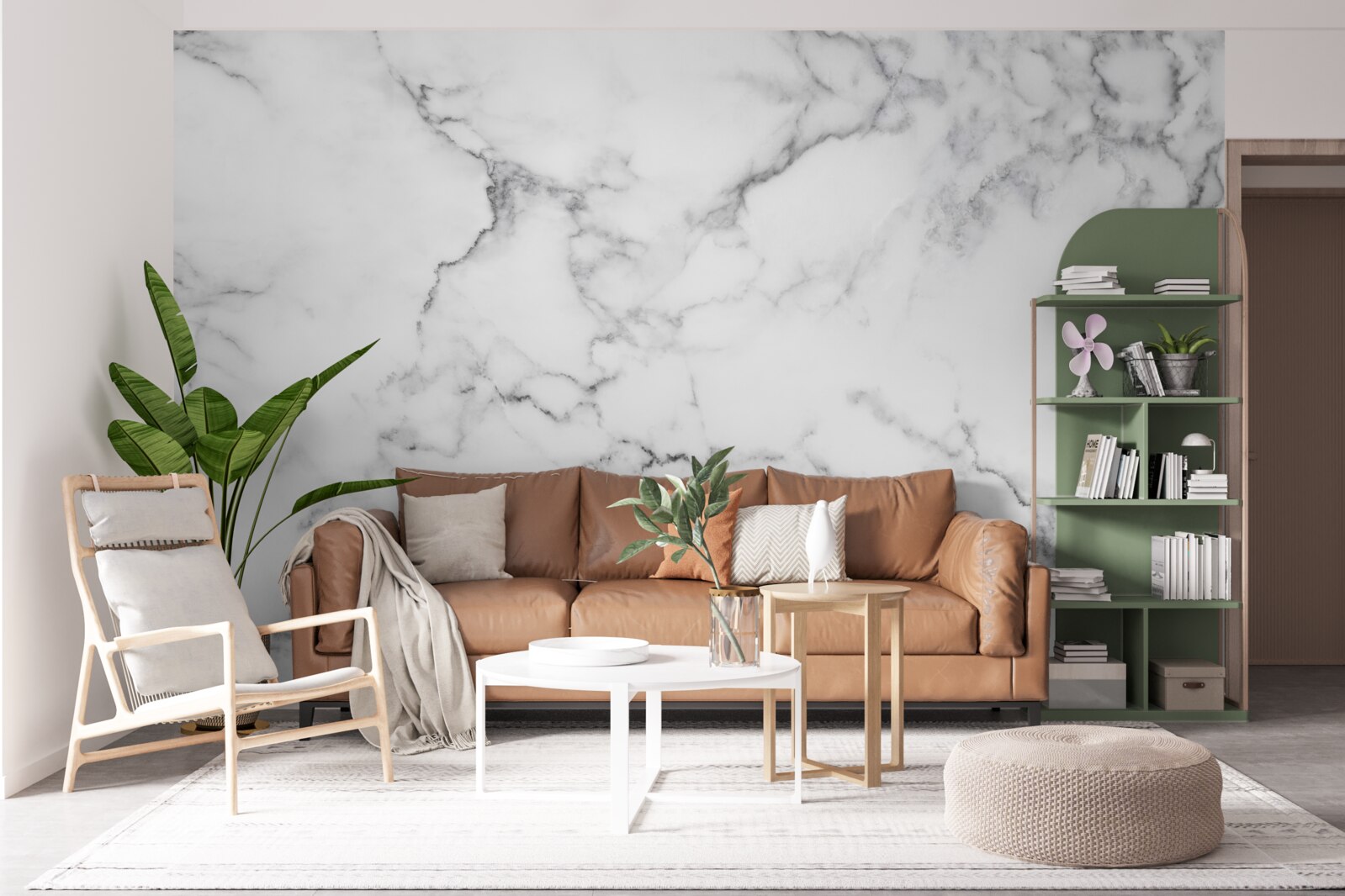 Fototapeten Weißer Marmor mit schwarzen Designs