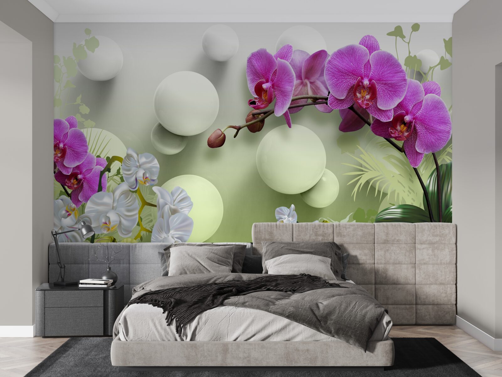 Fototapeten Weißer und kleiner Orchidee