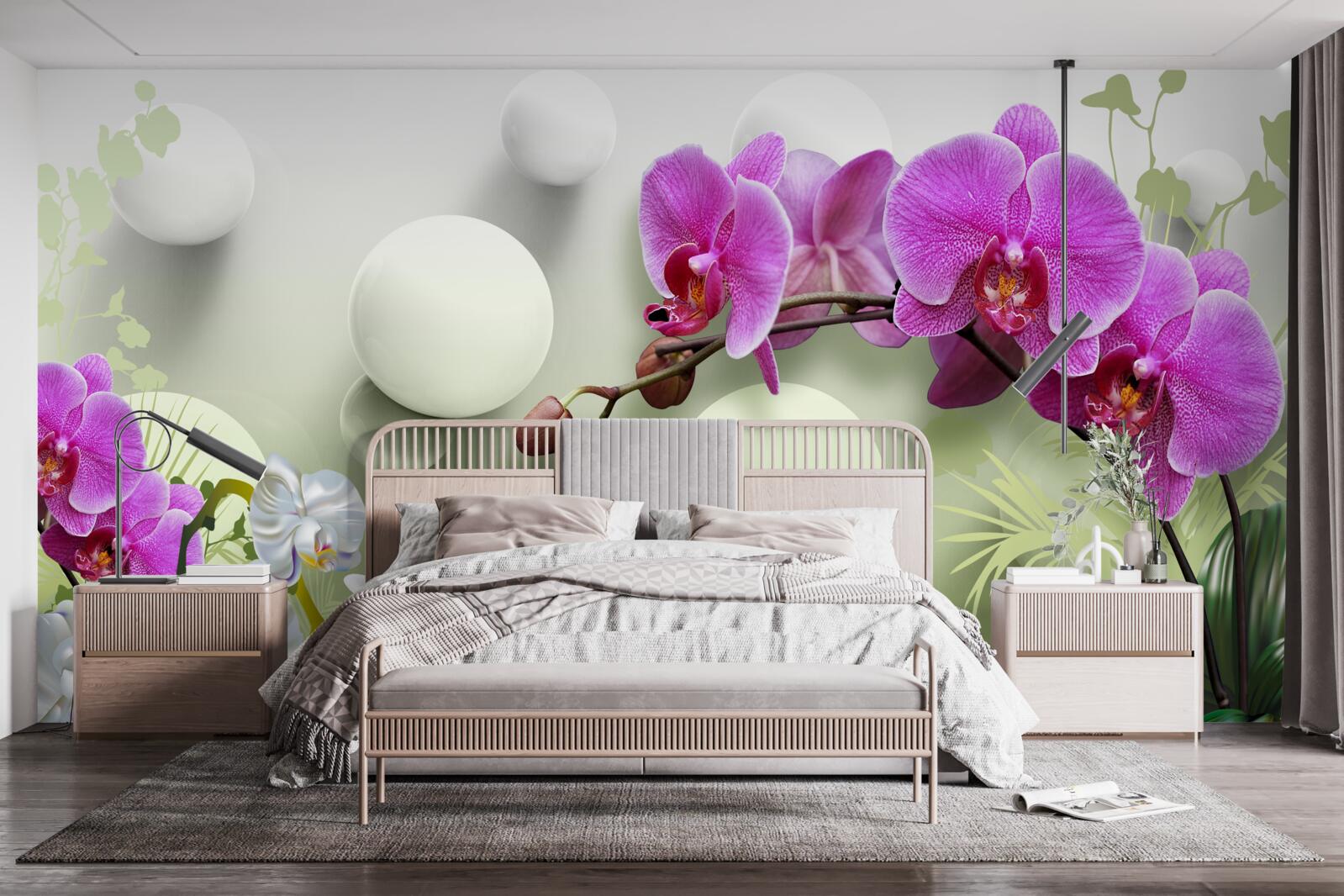 Fototapeten Weißer und kleiner Orchidee