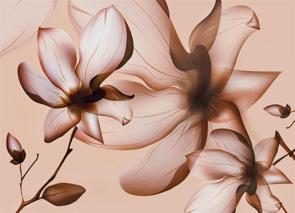 Fototapeten rosa Hintergrund mit Magnolien