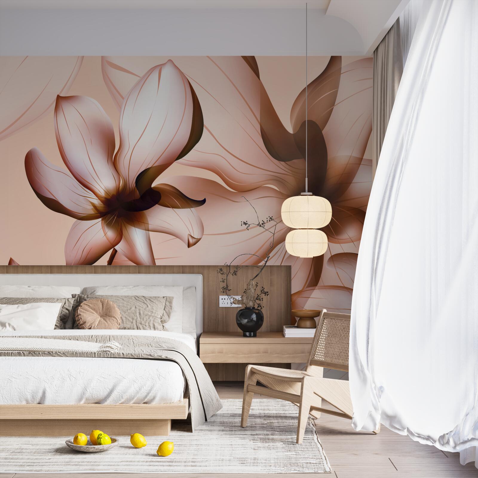 Fototapeten rosa Hintergrund mit Magnolien