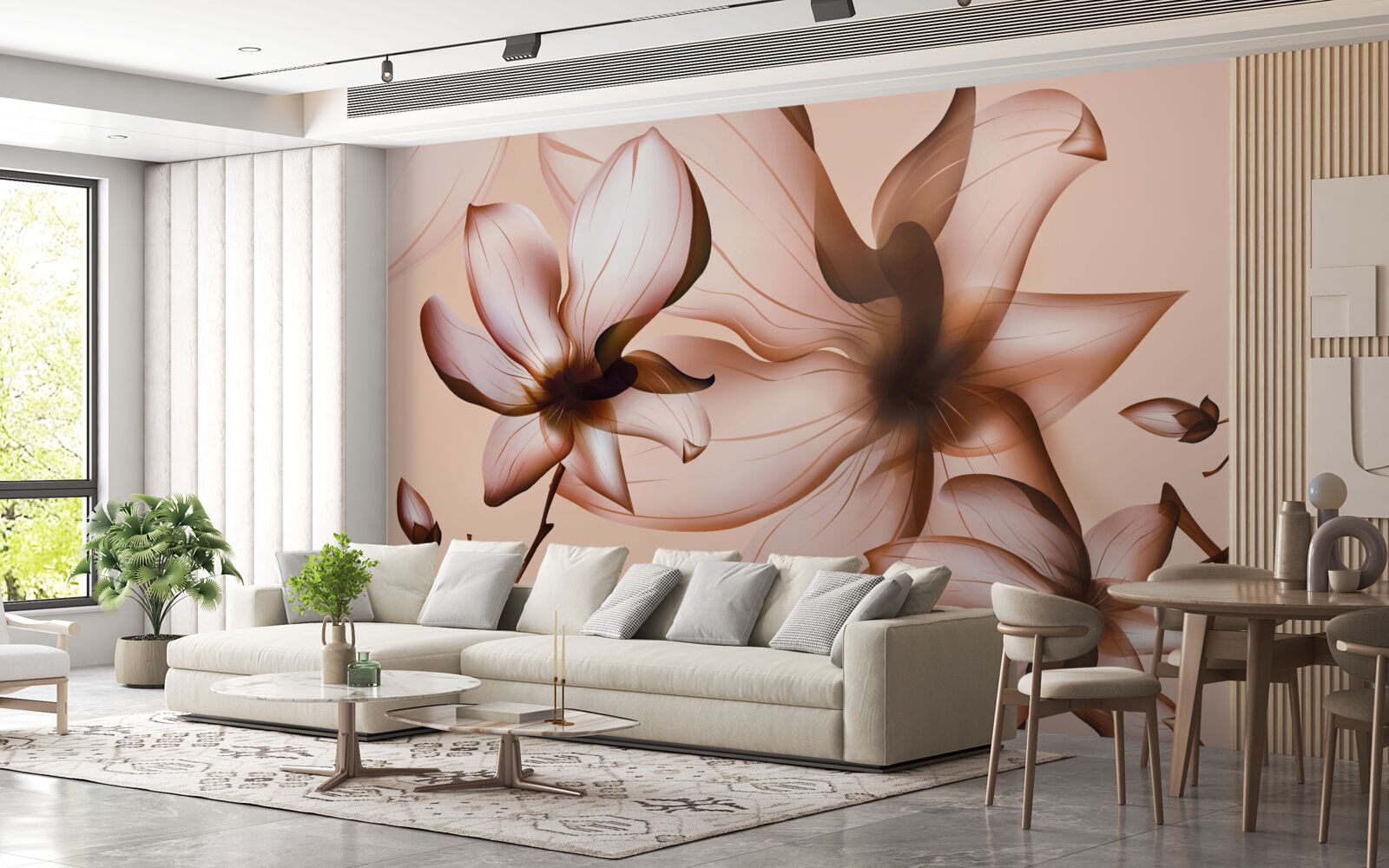 Fototapeten rosa Hintergrund mit Magnolien