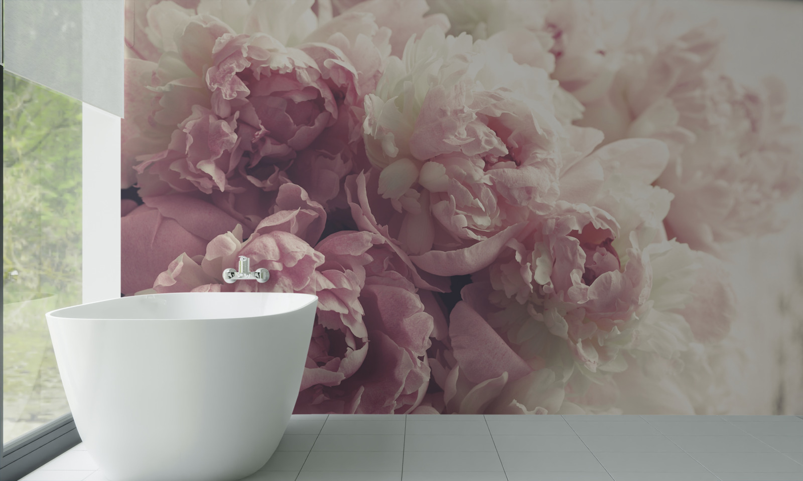 Fototapeten Bogen der rosa Pfingstrosen