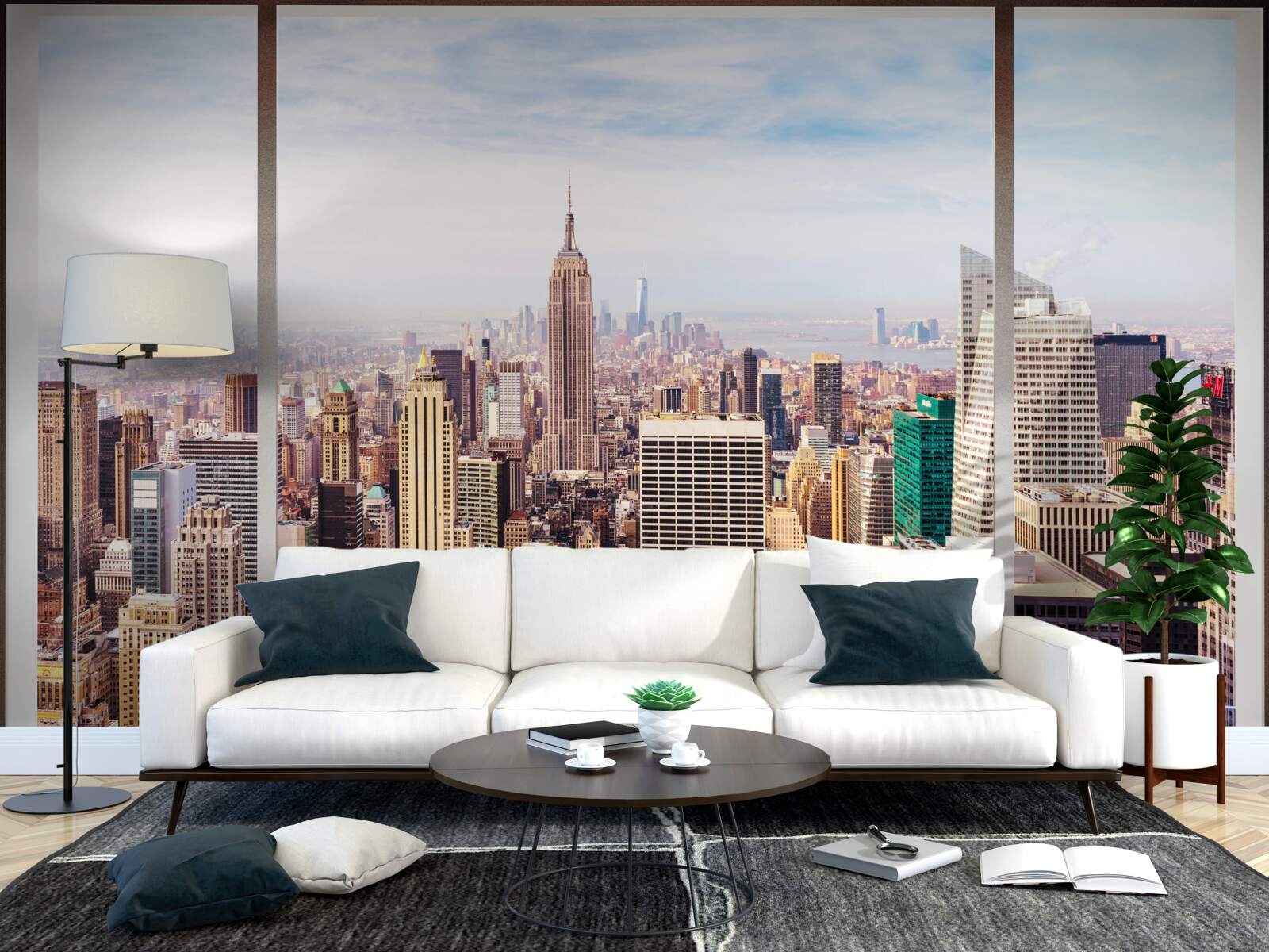 Fototapeten Ein Panoramablick auf die Stadt vom Fenster aus
