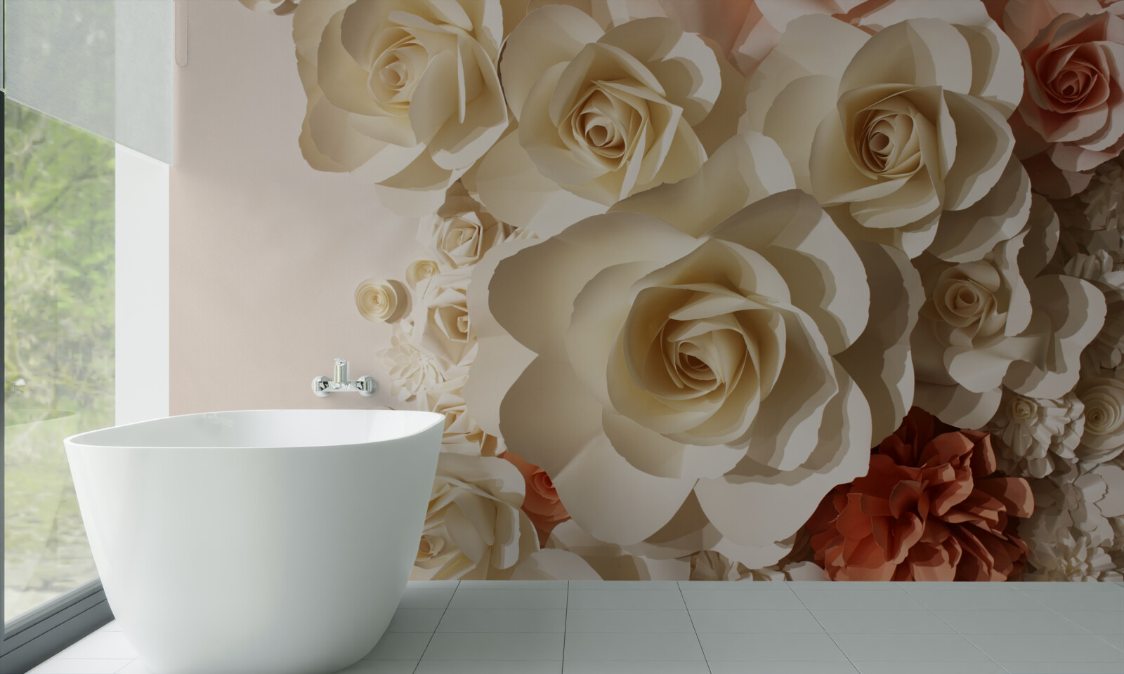 Fototapeten Riesige weiße Rosen