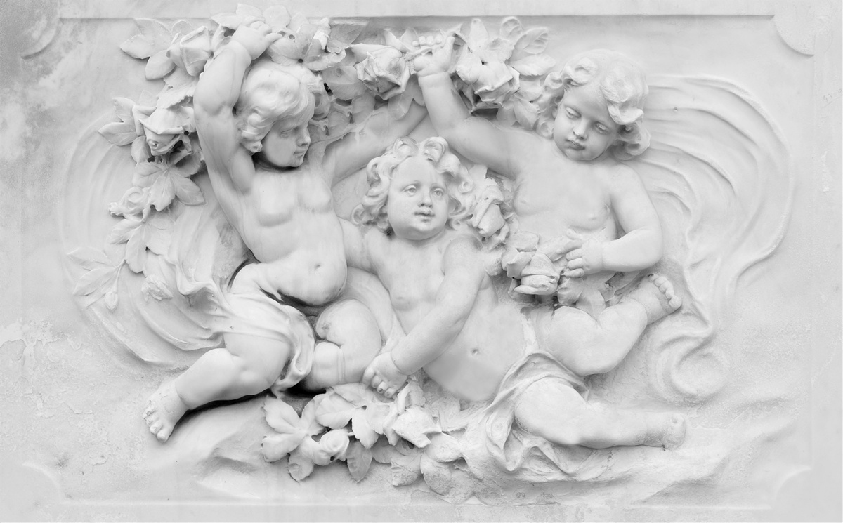 Fototapeten Der Bas -Relief ist ein Spielfeld für Engel