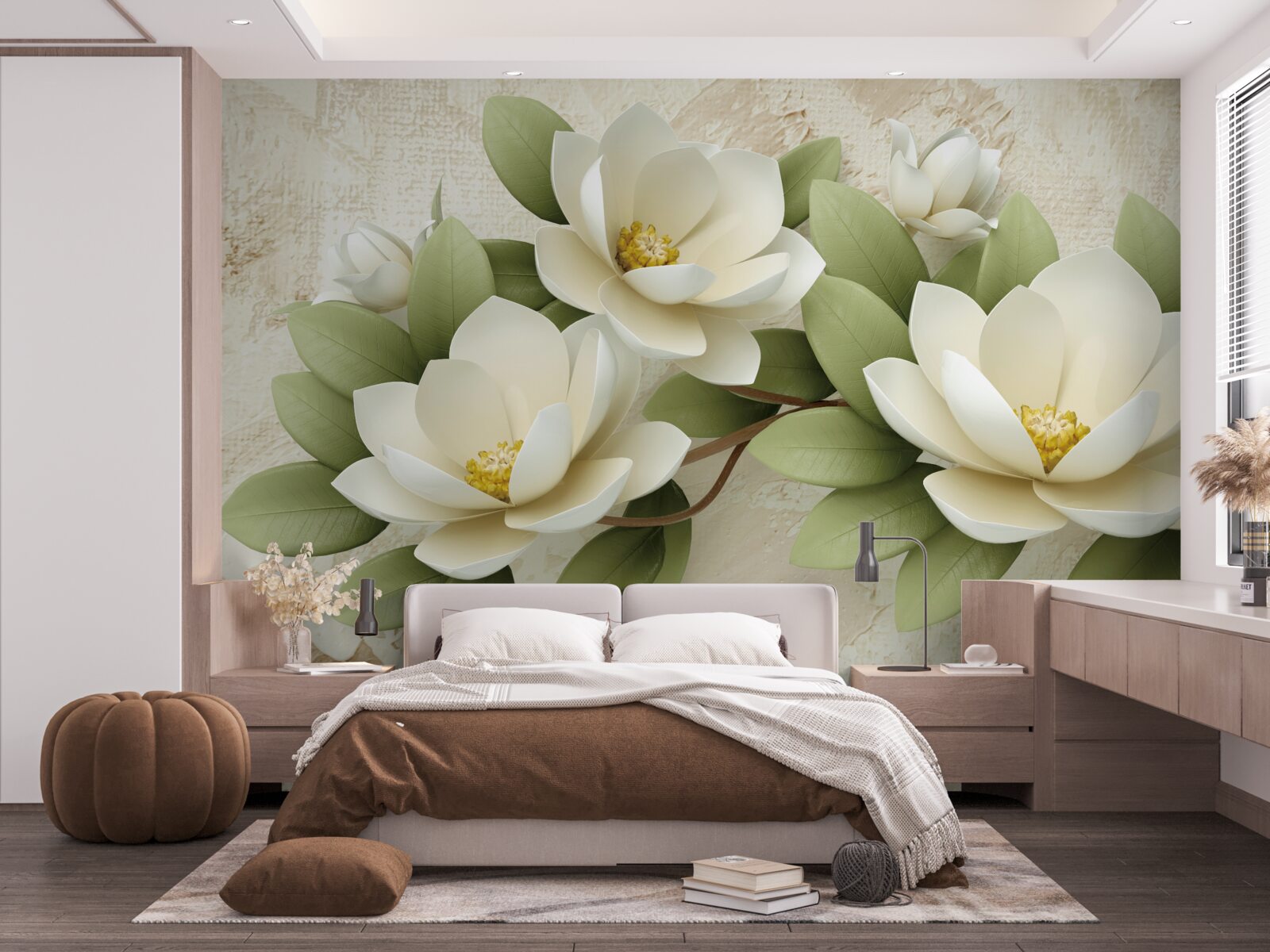 Fototapeten Drei große schneeweißen Lotus