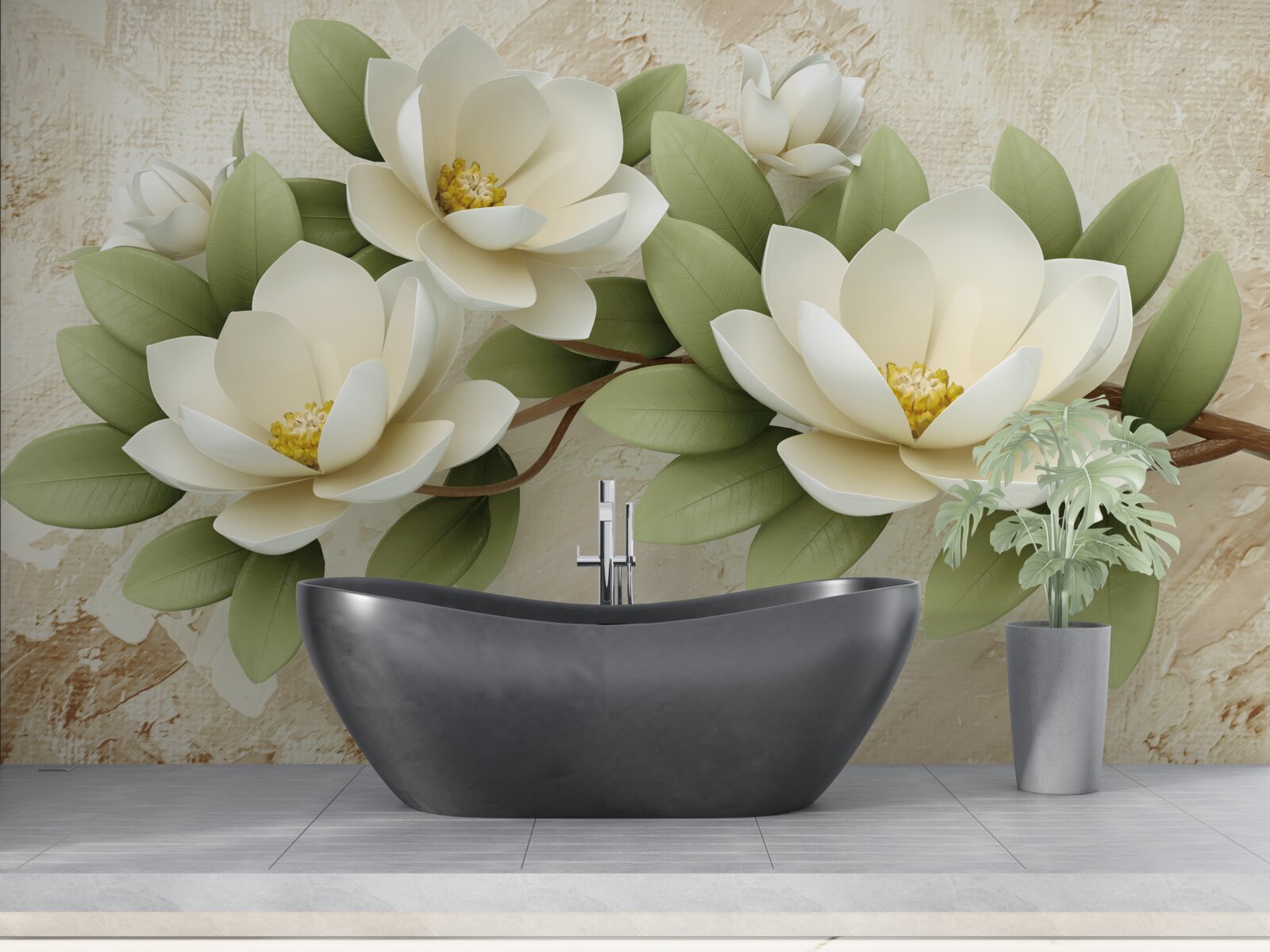 Fototapeten Drei große schneeweißen Lotus