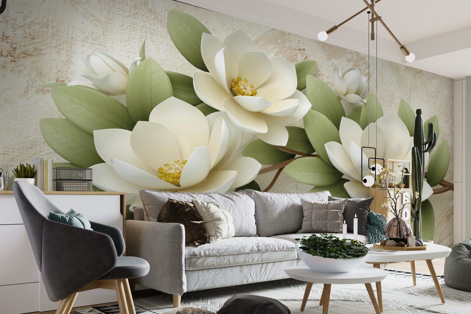 Fototapeten Drei große schneeweißen Lotus