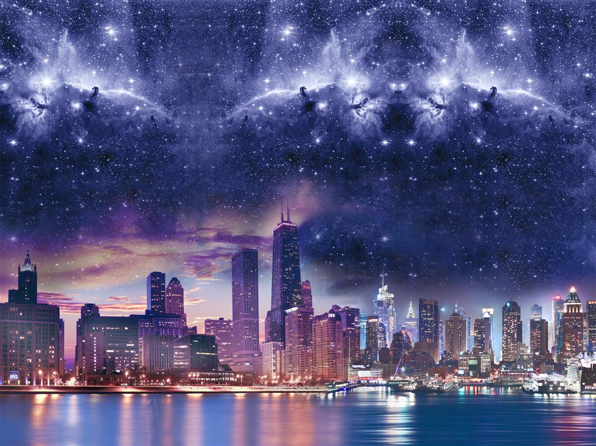 Fototapeten Magische Astral -Leinwand über der Metropole