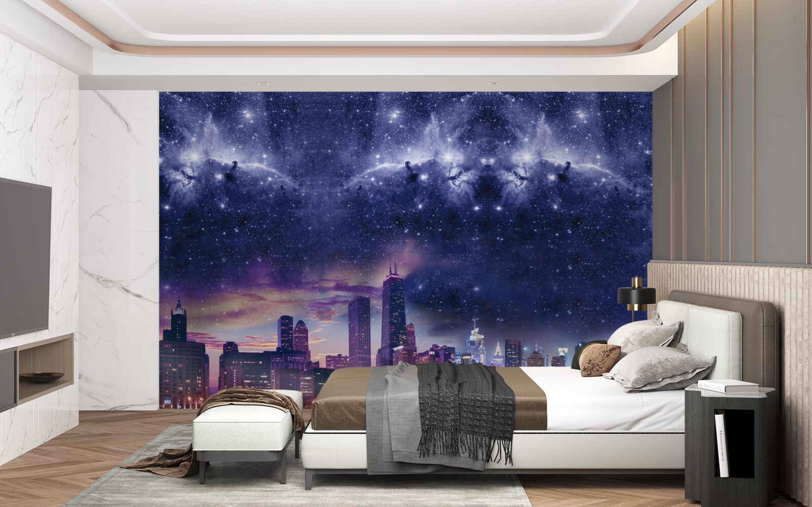 Fototapeten Magische Astral -Leinwand über der Metropole