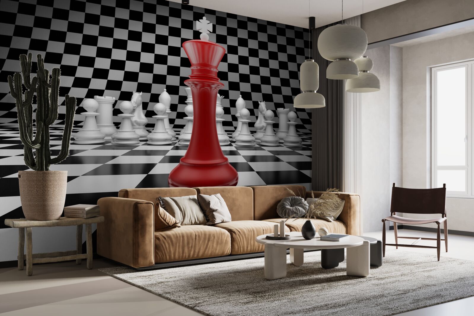 Fototapeten Red Checkerboard Queen
