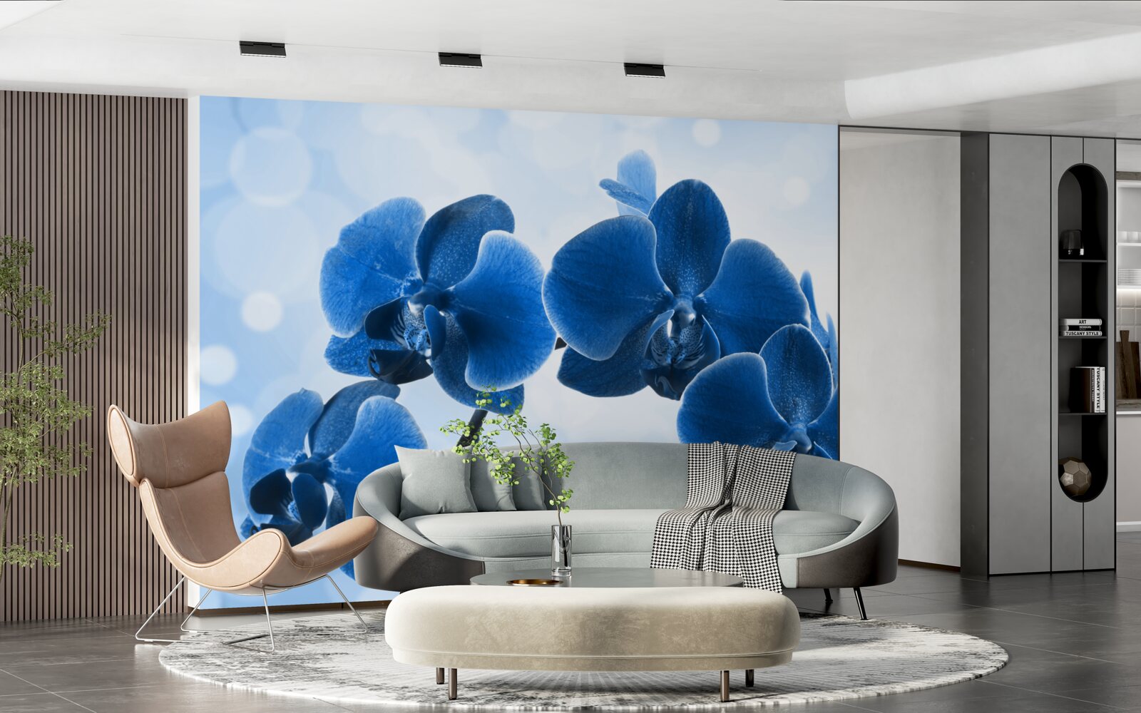 Fototapeten Orchideen sind dunkelblau