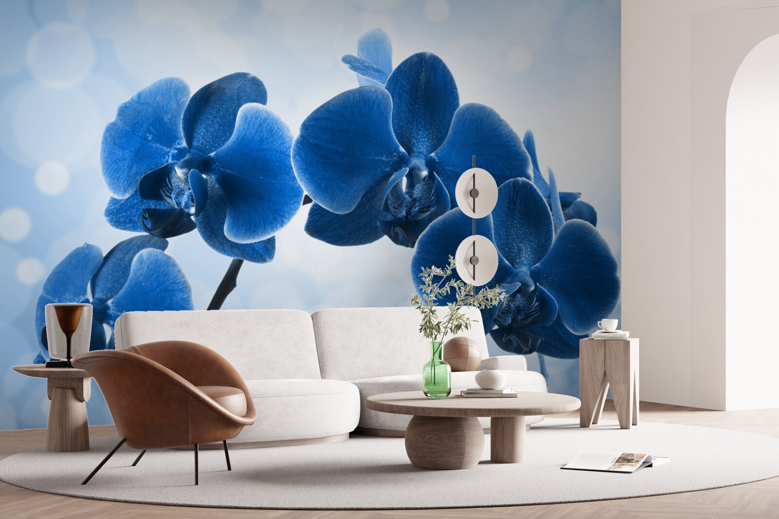 Fototapeten Orchideen sind dunkelblau