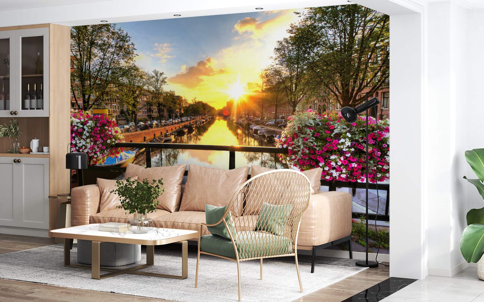 Fototapeten Amsterdams Herz ist im Sonnenuntergang eingewickelt