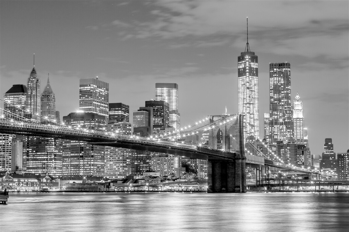 Fototapeten Metropolis mit Blick auf die Brookliński -Brücke
