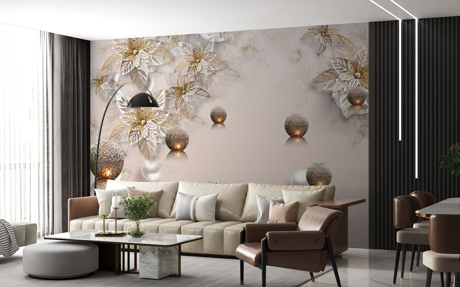Fototapeten Bälle schimmern mit hellen und goldenen Knospen