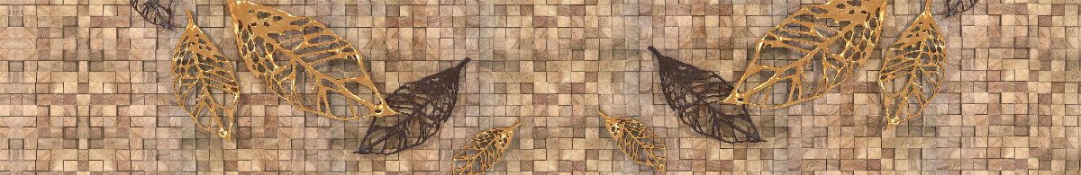 Fototapeten Mosaik in braunen Schatten mit dem Bild der Blätter